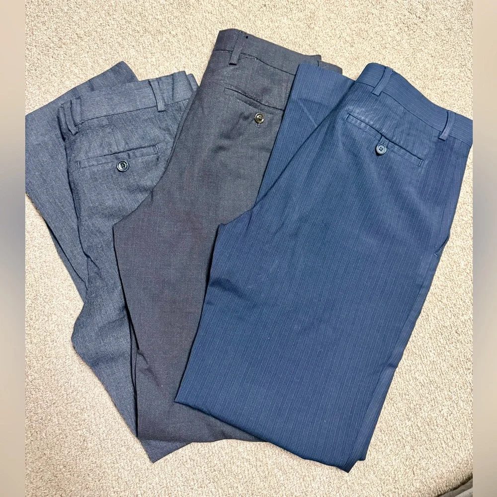 Bundle of 6 pairs of Banana Republic Men's Dress Pants - Blue, Gray, and Tan - Picture 4 of 13